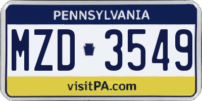 PA license plate MZD3549