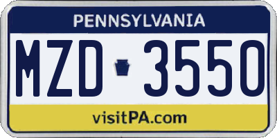 PA license plate MZD3550