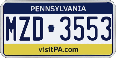 PA license plate MZD3553