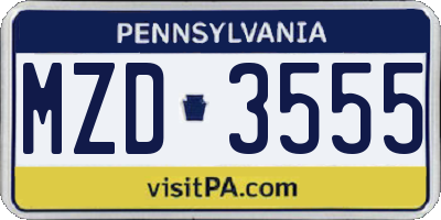 PA license plate MZD3555