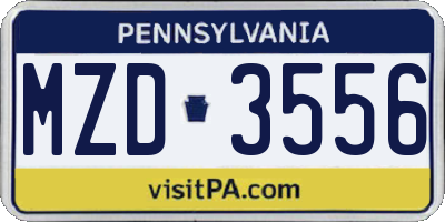 PA license plate MZD3556