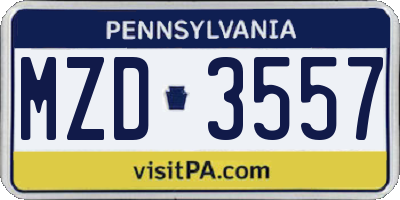 PA license plate MZD3557