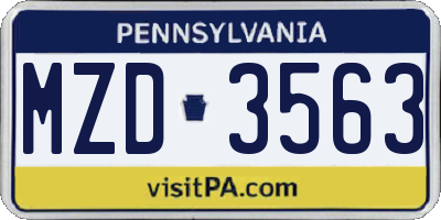 PA license plate MZD3563