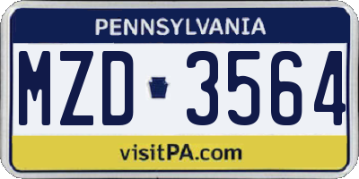 PA license plate MZD3564