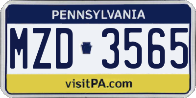 PA license plate MZD3565
