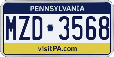 PA license plate MZD3568