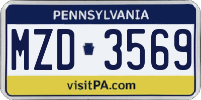 PA license plate MZD3569