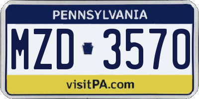 PA license plate MZD3570
