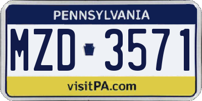 PA license plate MZD3571
