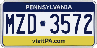 PA license plate MZD3572