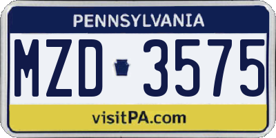 PA license plate MZD3575