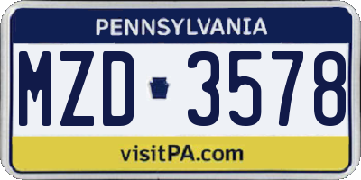 PA license plate MZD3578