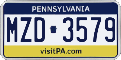 PA license plate MZD3579