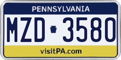 PA license plate MZD3580
