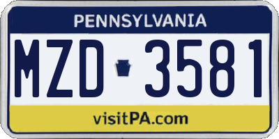 PA license plate MZD3581