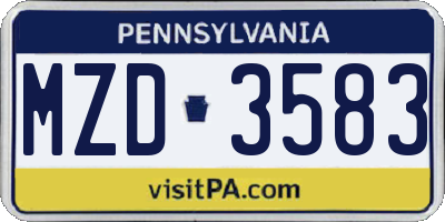 PA license plate MZD3583