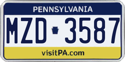 PA license plate MZD3587