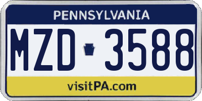 PA license plate MZD3588