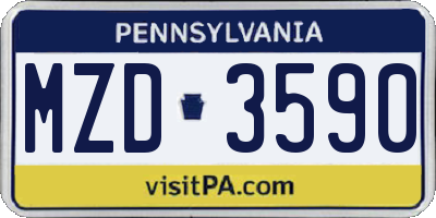 PA license plate MZD3590