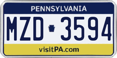 PA license plate MZD3594