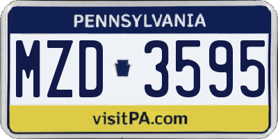 PA license plate MZD3595