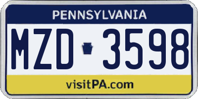 PA license plate MZD3598