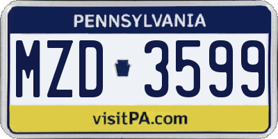 PA license plate MZD3599
