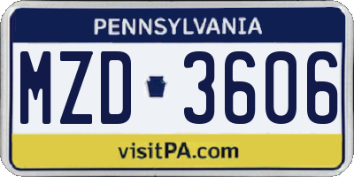 PA license plate MZD3606
