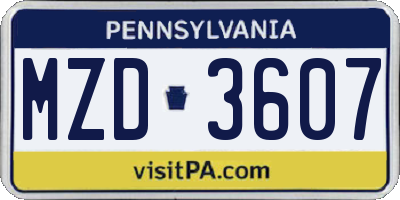 PA license plate MZD3607