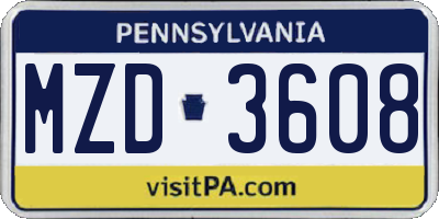 PA license plate MZD3608