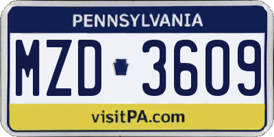 PA license plate MZD3609