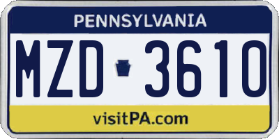 PA license plate MZD3610