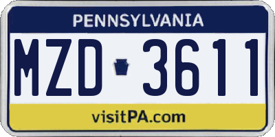 PA license plate MZD3611
