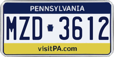PA license plate MZD3612
