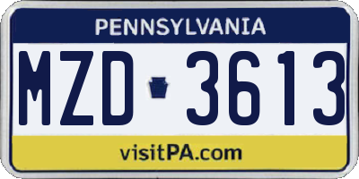 PA license plate MZD3613