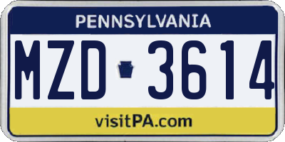 PA license plate MZD3614