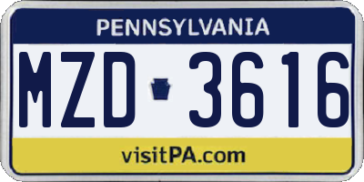 PA license plate MZD3616