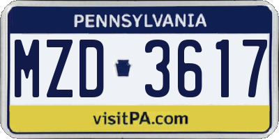 PA license plate MZD3617
