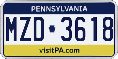 PA license plate MZD3618