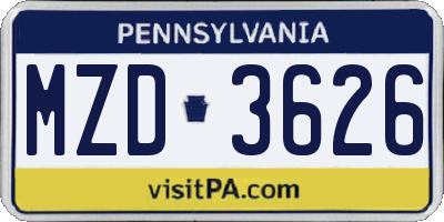 PA license plate MZD3626