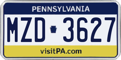 PA license plate MZD3627