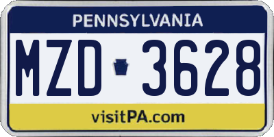 PA license plate MZD3628