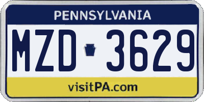 PA license plate MZD3629