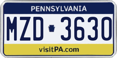 PA license plate MZD3630