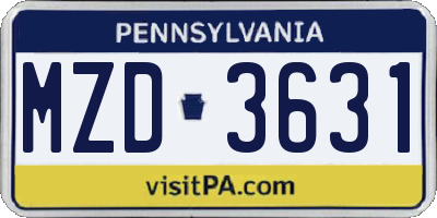 PA license plate MZD3631