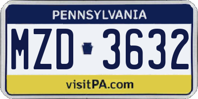 PA license plate MZD3632