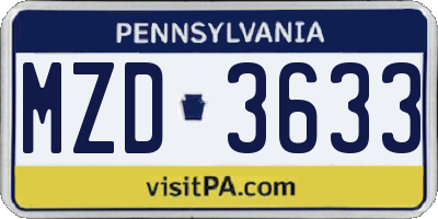 PA license plate MZD3633