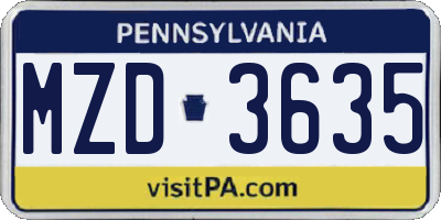 PA license plate MZD3635