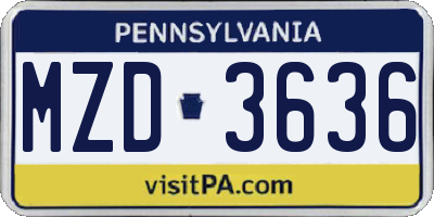 PA license plate MZD3636