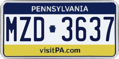 PA license plate MZD3637